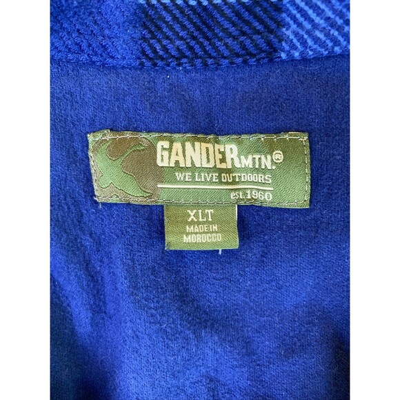Gander Mountain Heavyweight Flannel Shirt Men's XLT Blue Plaid Cotton Shacket - Picture 2 of 9